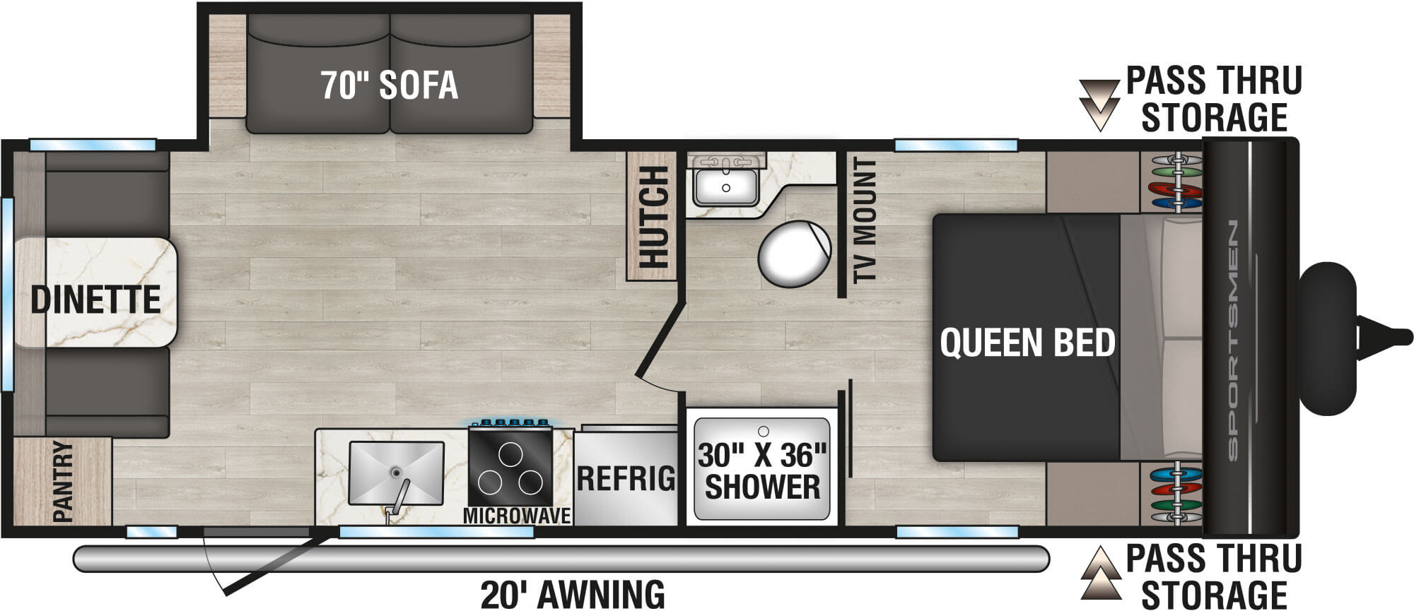Floorplan diagram for 2027 KZ Sportsmen Select 231MKSL