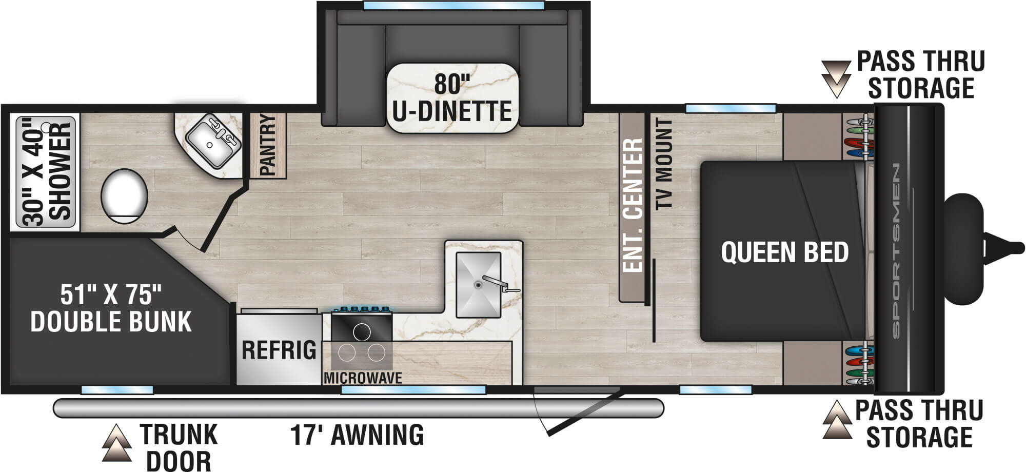Floorplan diagram for 2027 KZ Sportsmen Select 241BHSL