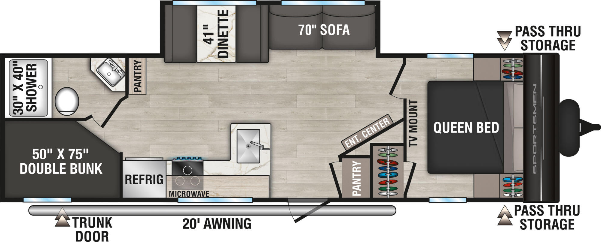 Floorplan diagram for 2027 KZ Sportsmen Select 271BHSL
