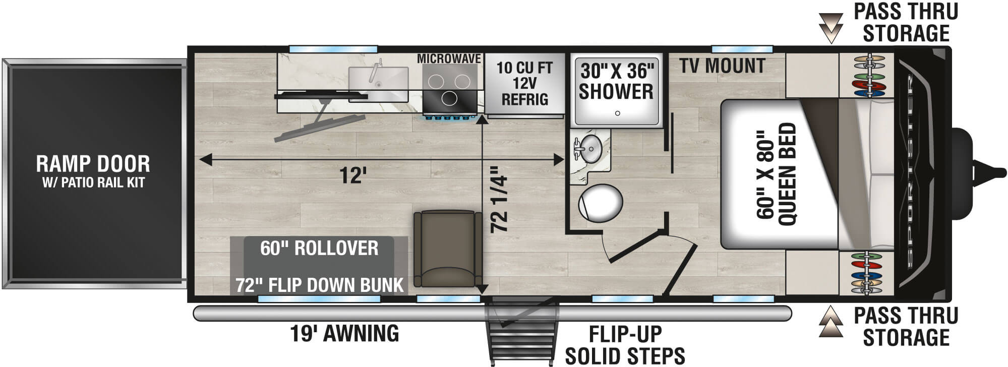 Floorplan diagram for 2027 KZ Sportster X 20X