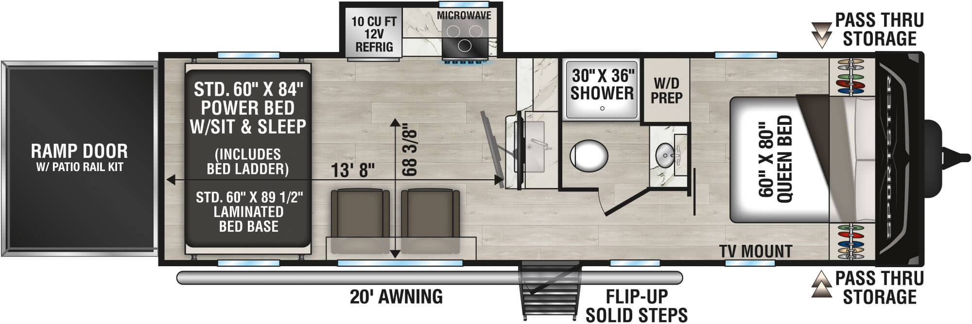 Floorplan diagram for 2027 KZ Sportster X 26X