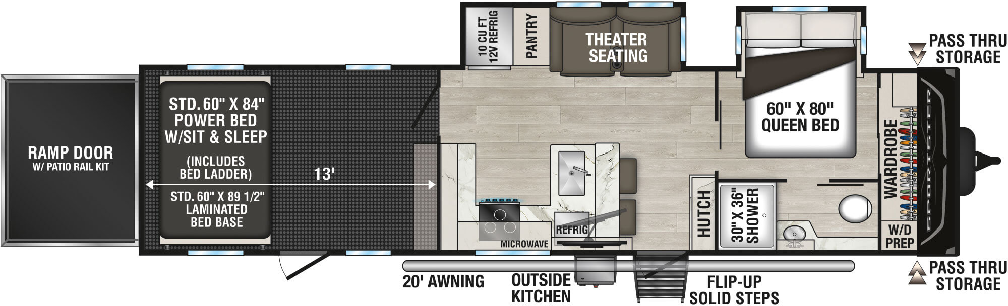 Floorplan diagram for 2027 KZ Sportster X 33X