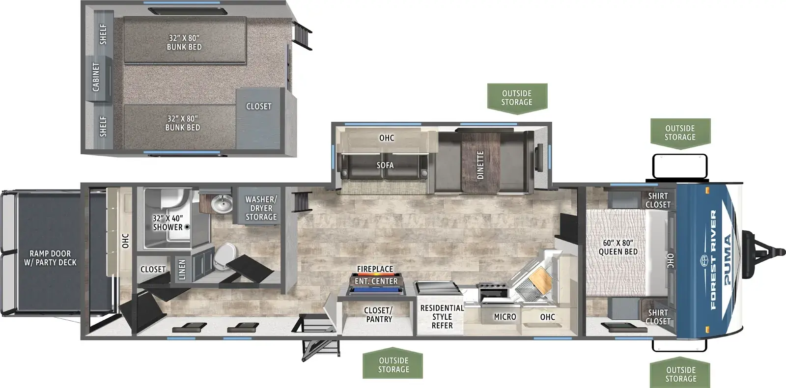 Floorplan diagram for 2026 Puma 345BHL