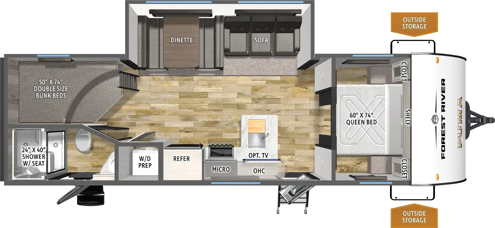 Floorplan diagram for 2026 Puma Puma Camping Edition 284BHCE