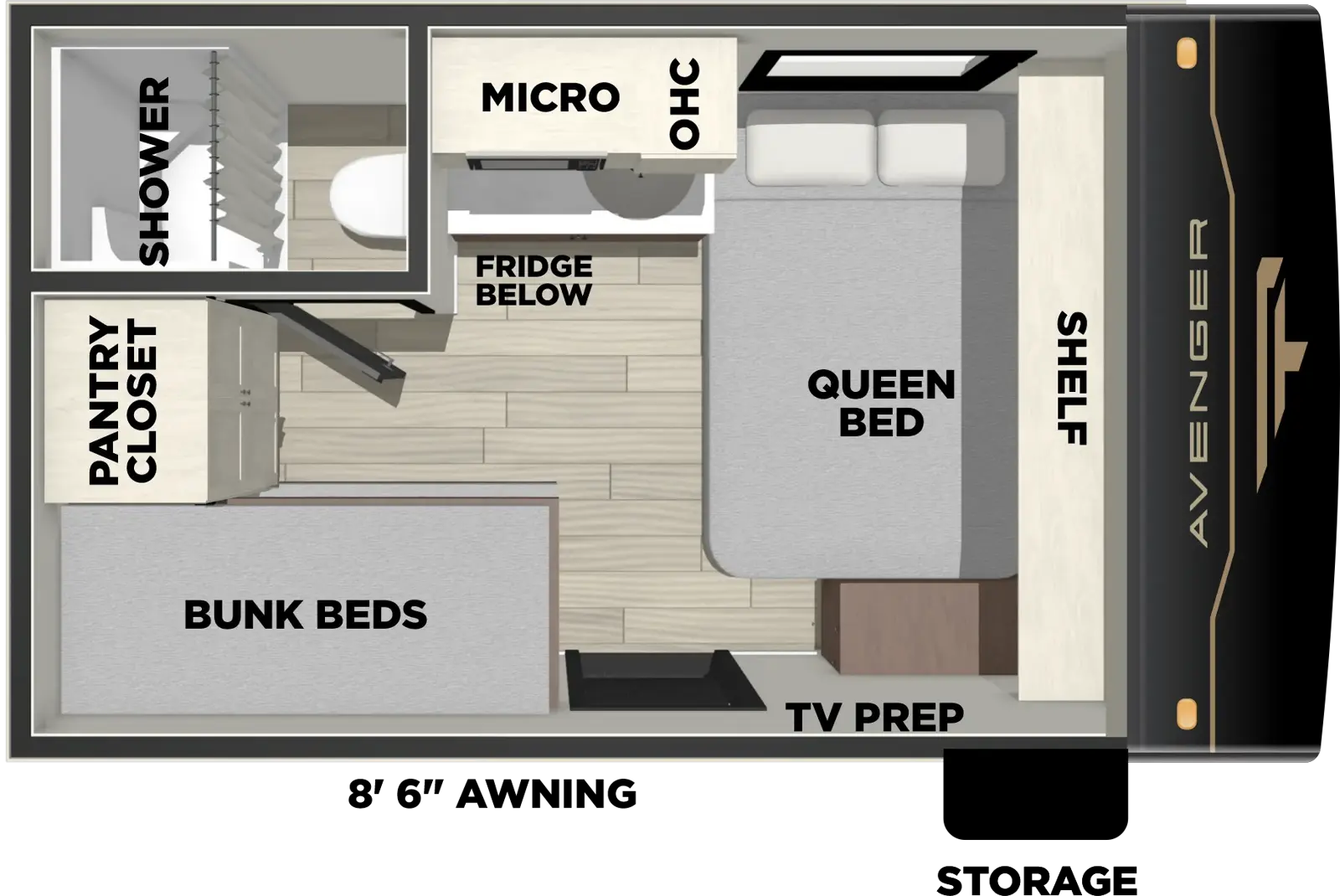Floorplan diagram for 2027 Prime Time Avenger 12BHX