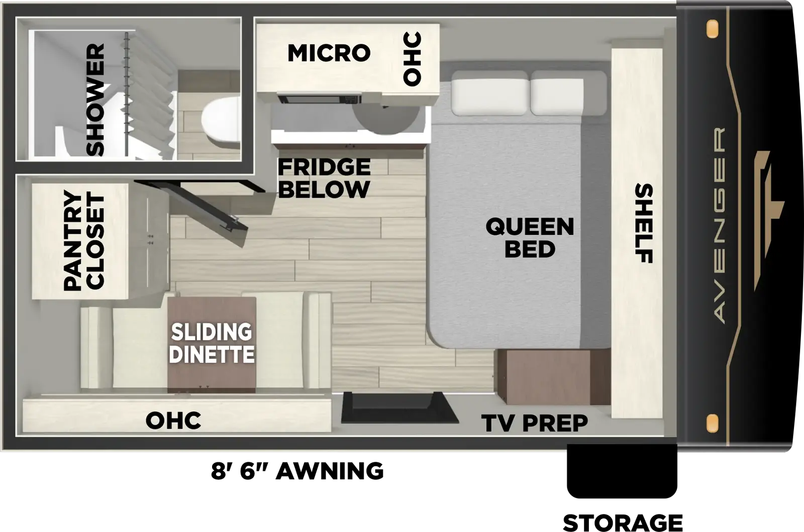 Floorplan diagram for 2027 Prime Time Avenger 12RDX