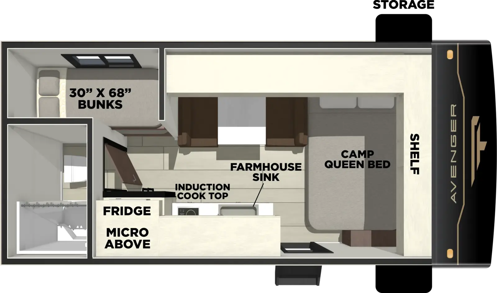 Floorplan diagram for 2027 Prime Time Avenger 16BHX