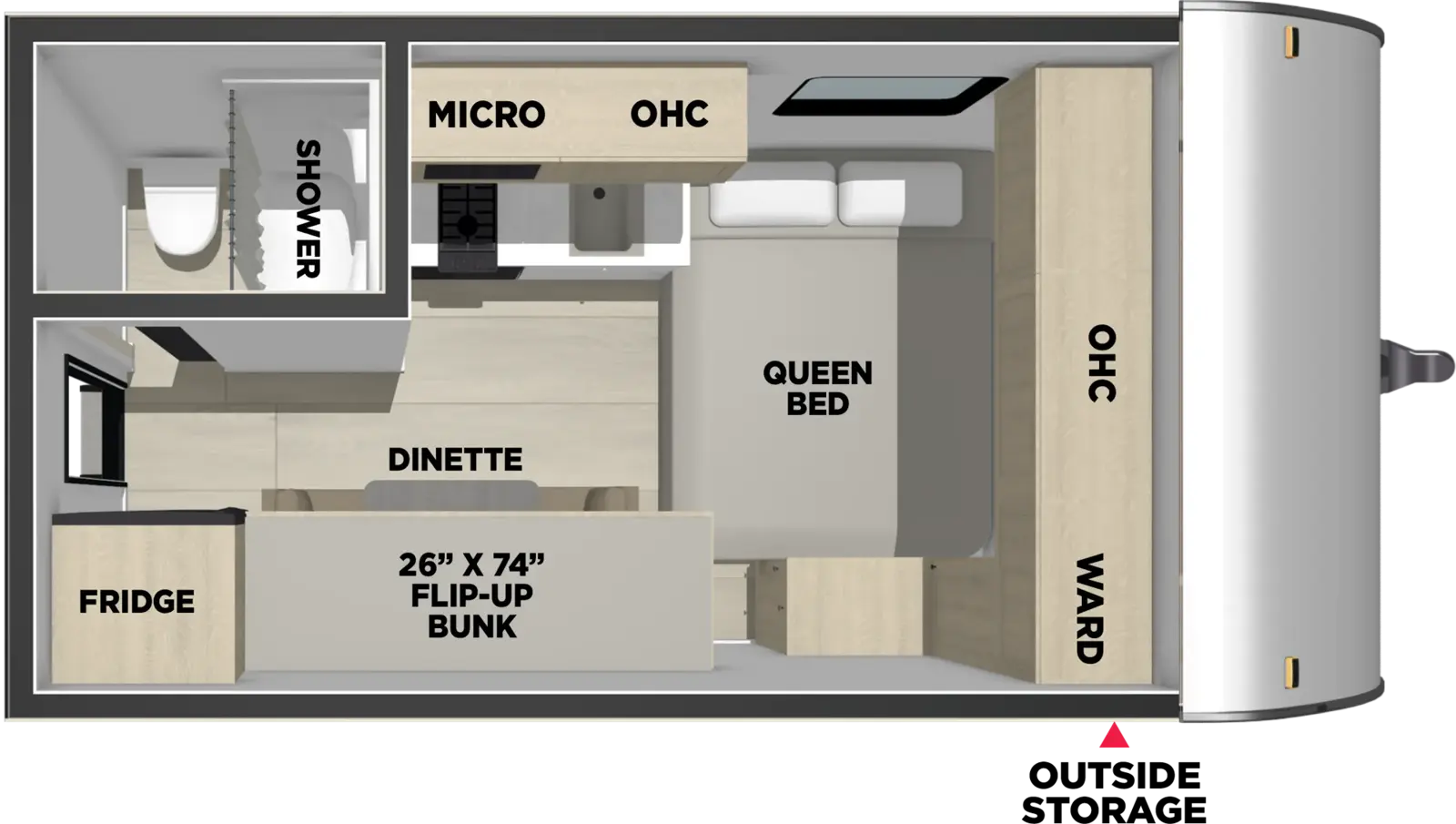 Floorplan diagram for 2027 Shasta Shasta I-5 Edition & Compact 16BH
