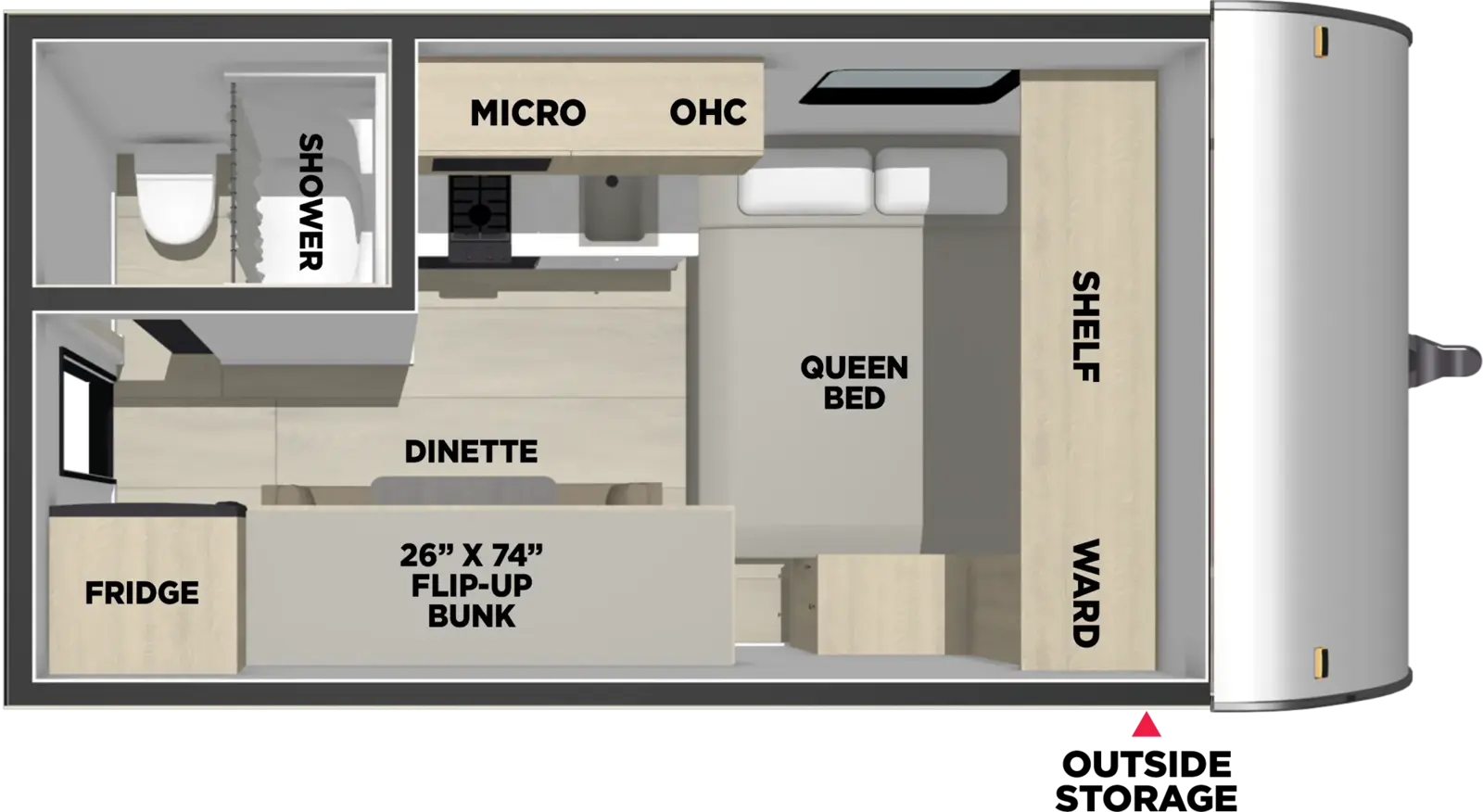 Floorplan diagram for 2027 Shasta Shasta I-5 Edition & Compact 17LB