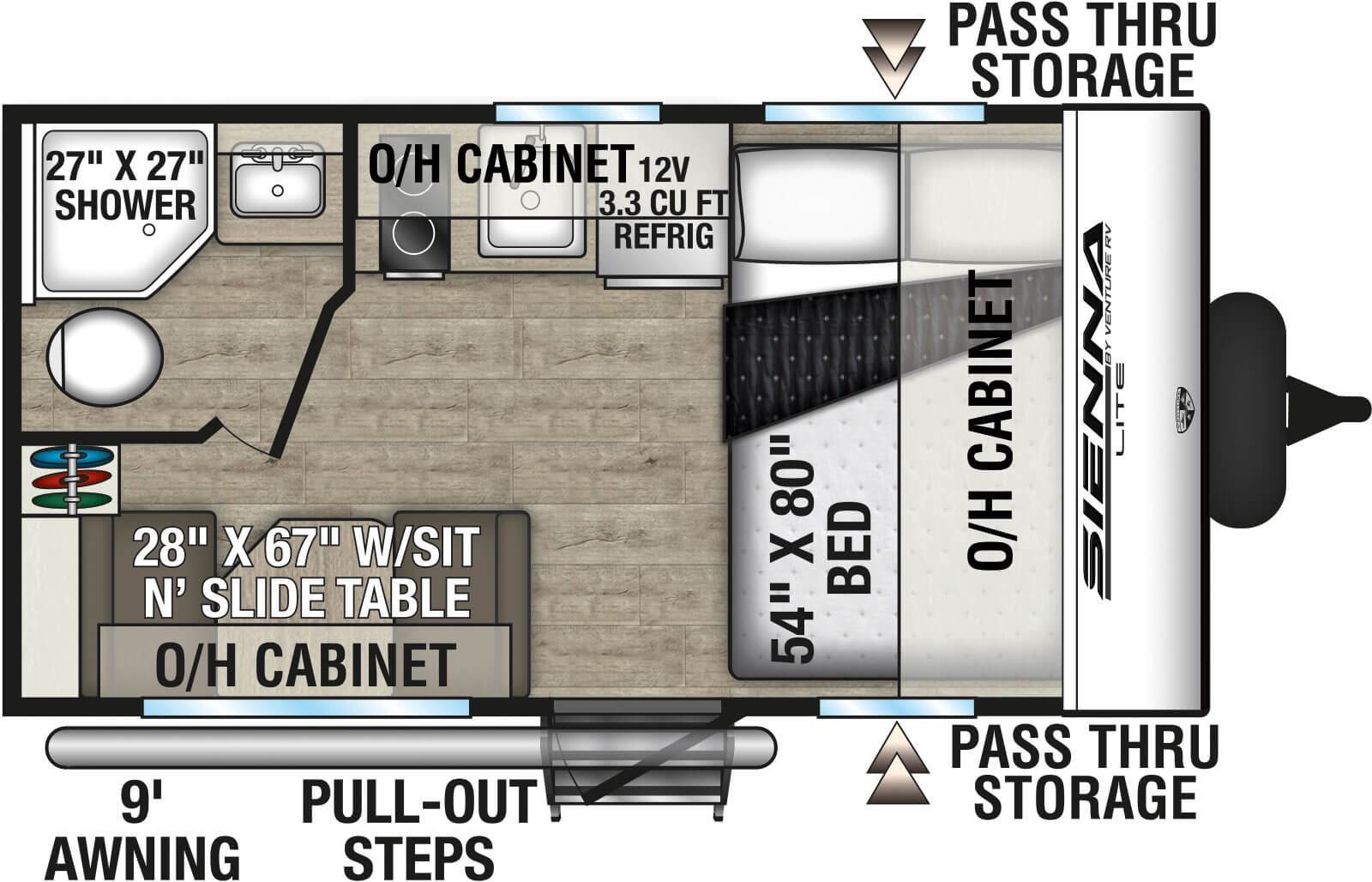 Floorplan diagram for 2027 Venture RV Sienna Lite SA130VRD