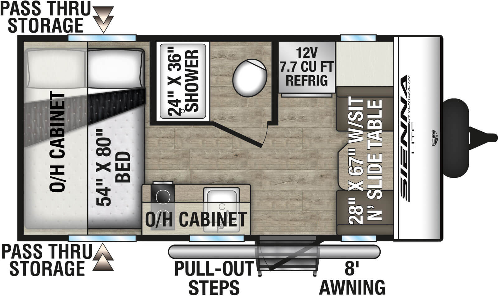 Floorplan diagram for 2027 Venture RV Sienna Lite SA140VFD