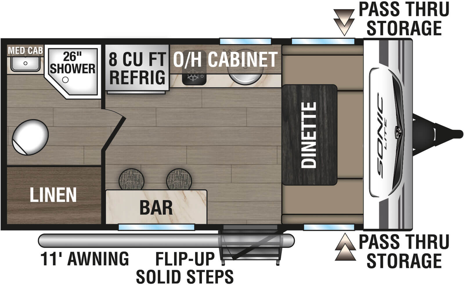 Floorplan diagram for 2025 Venture RV Sonic Lite SL140VRB