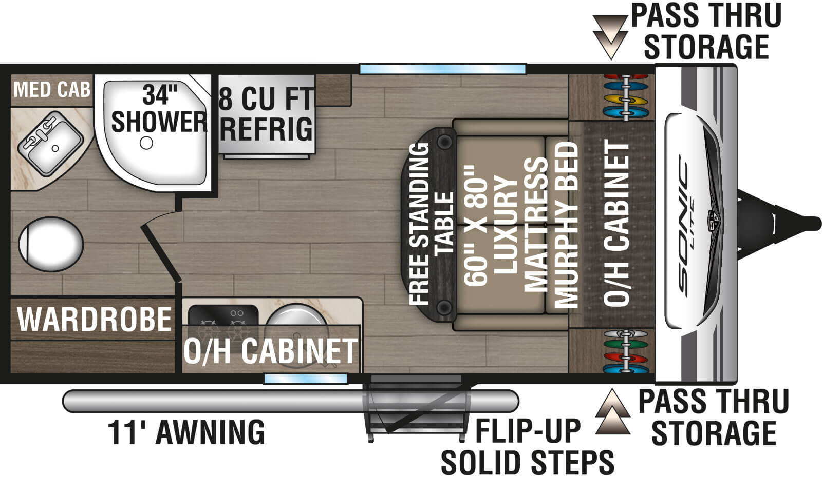 Floorplan diagram for 2025 Venture RV Sonic Lite SL150VRB