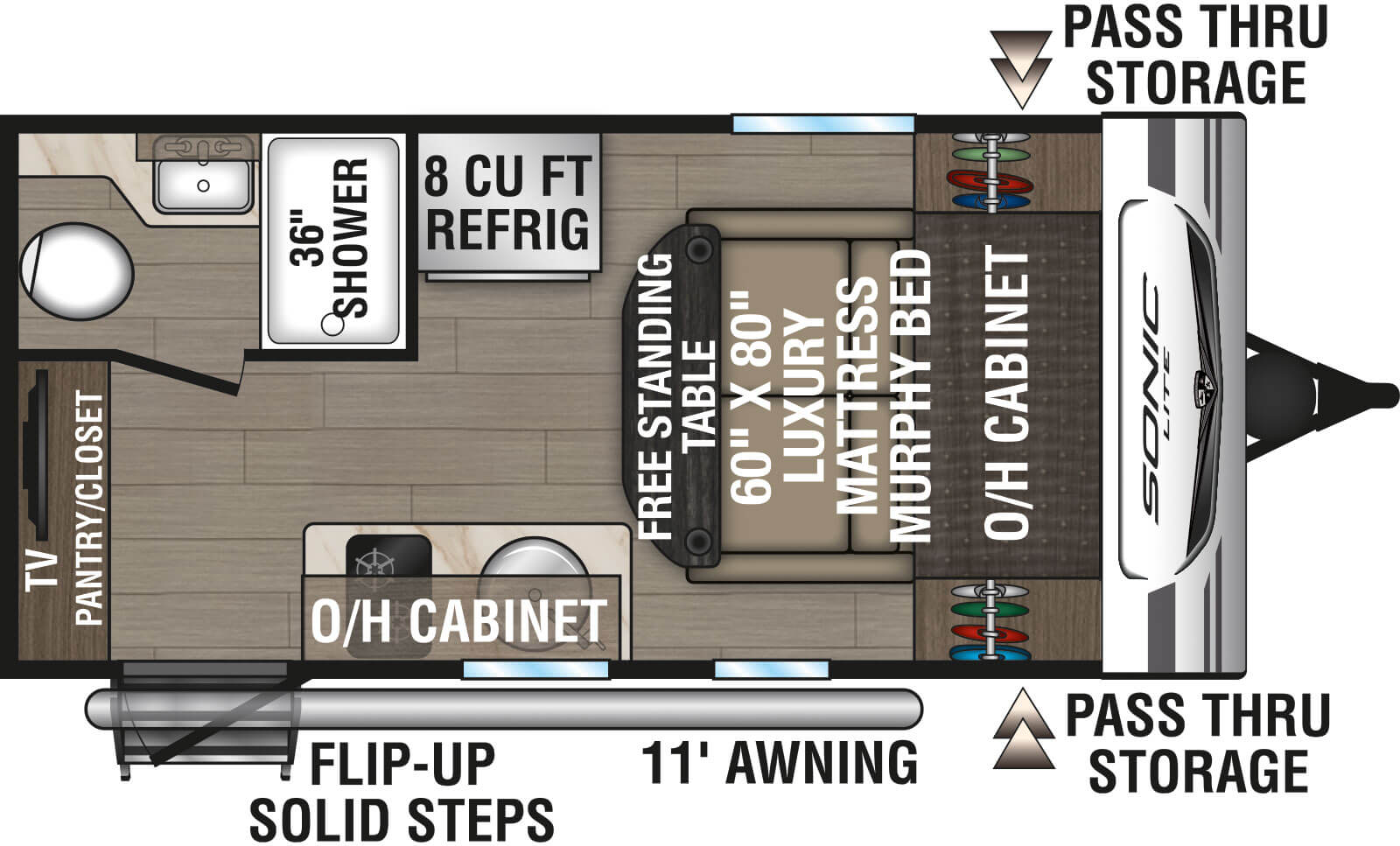 Floorplan diagram for 2025 Venture RV Sonic Lite SL150VRK