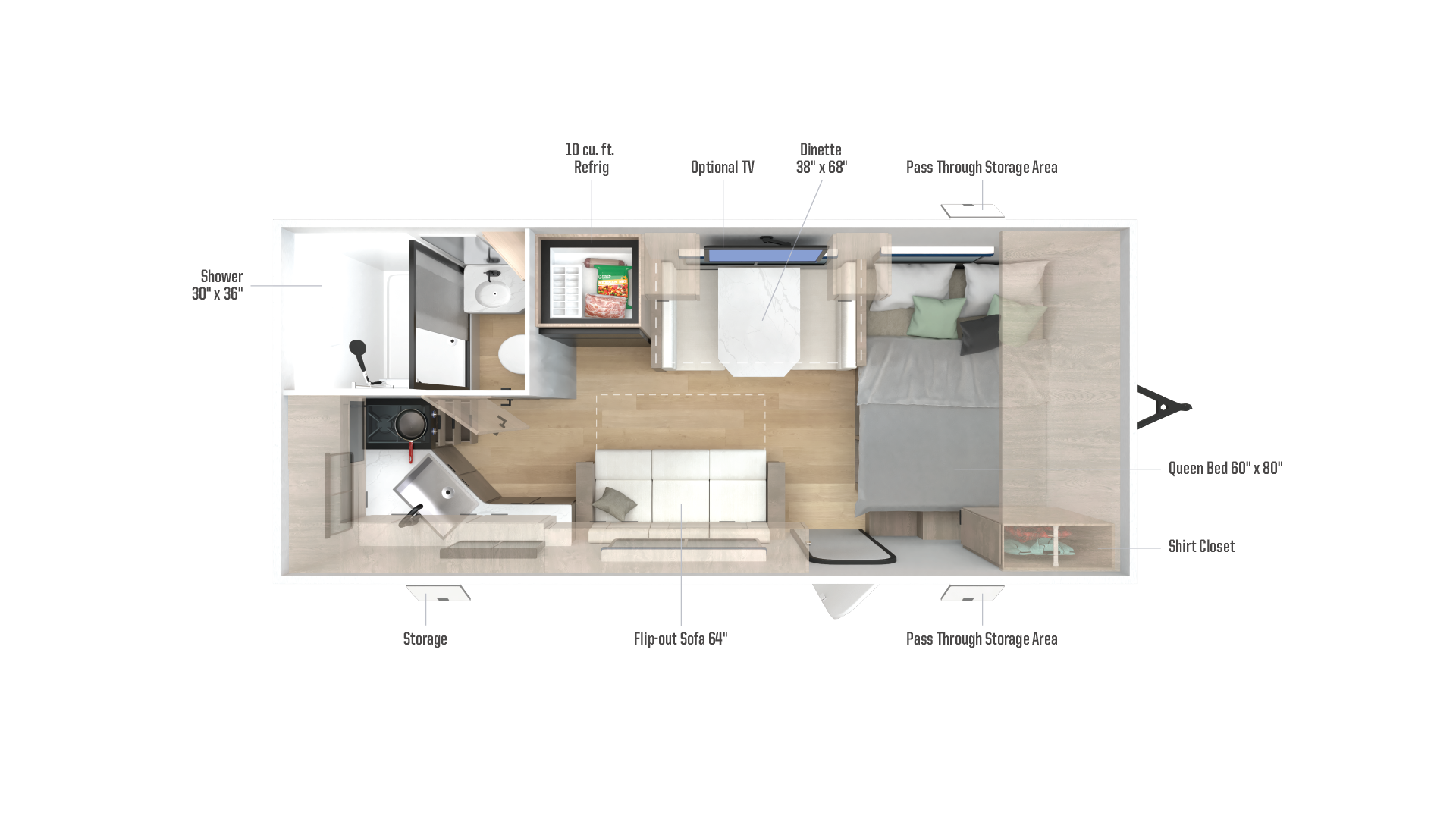 Floorplan diagram for 2026 Winnebago Access 18rk