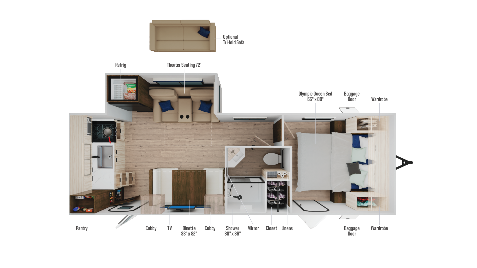 Floorplan diagram for 2026 Winnebago Access 25rk