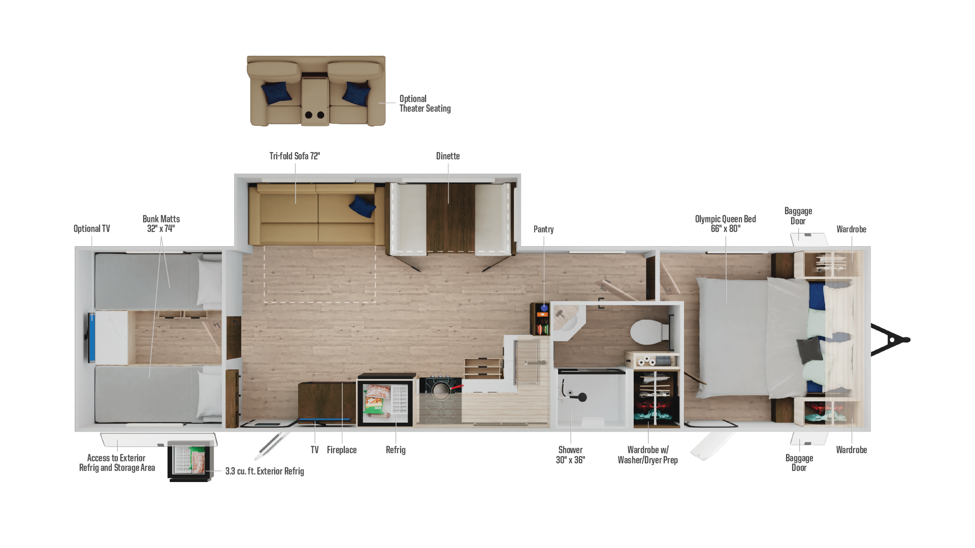 Floorplan diagram for 2026 Winnebago Access 32br