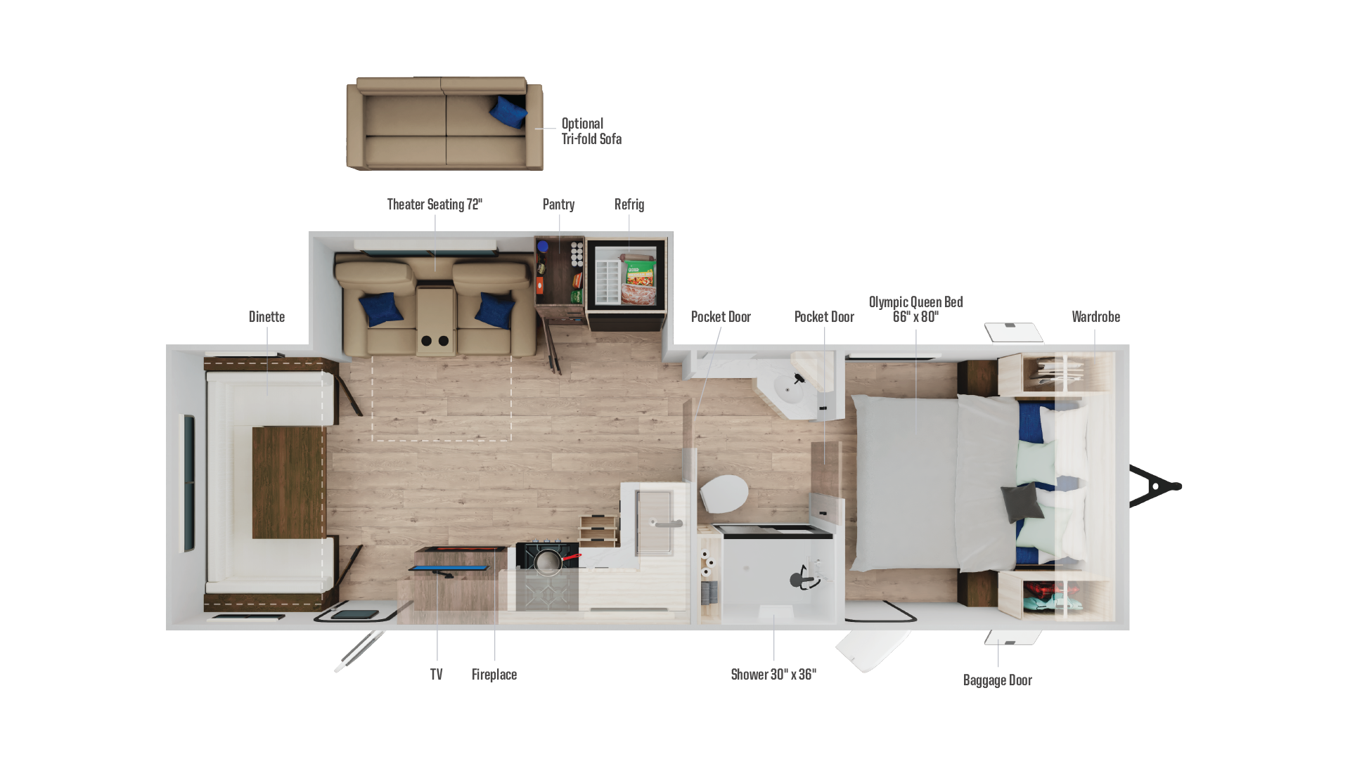 Floorplan diagram for 2027 Winnebago Access 24rl