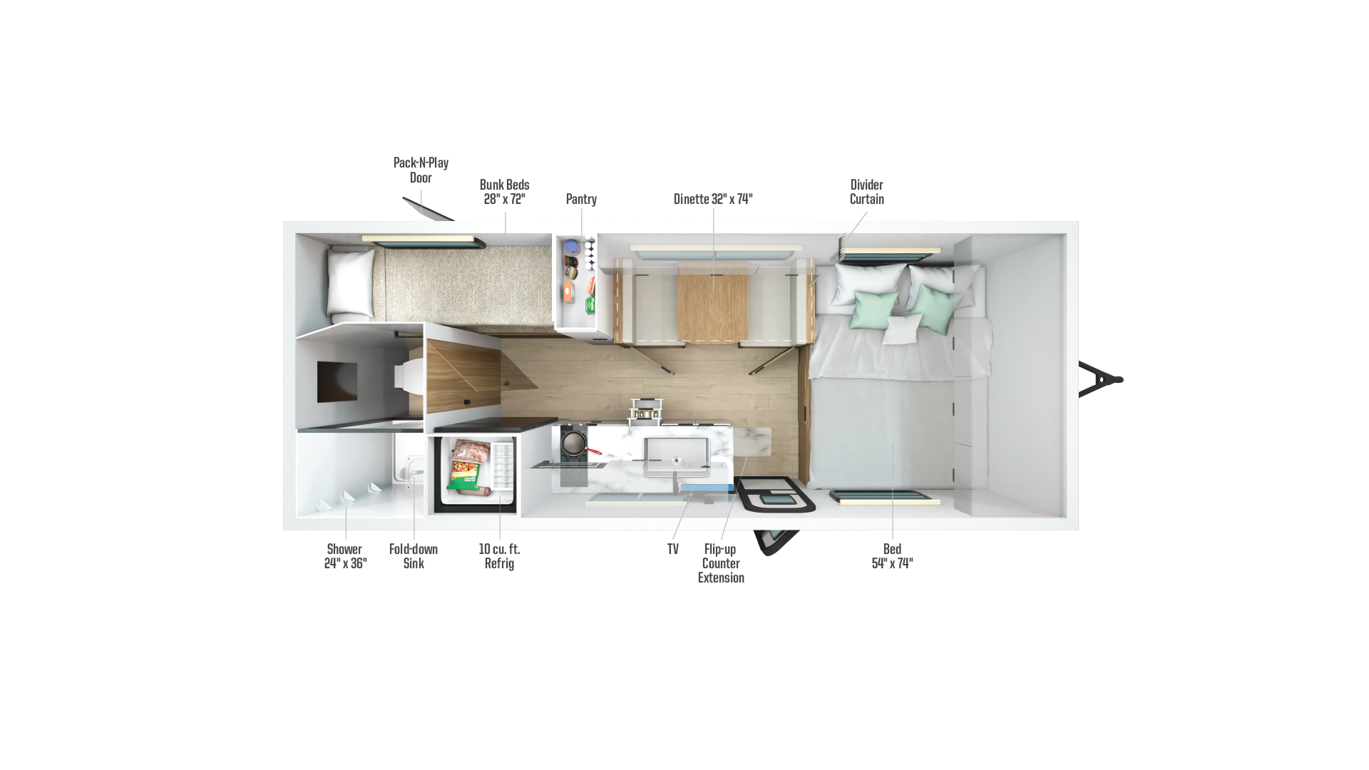 Floorplan diagram for 2026 Winnebago Micro Minnie 1800bh