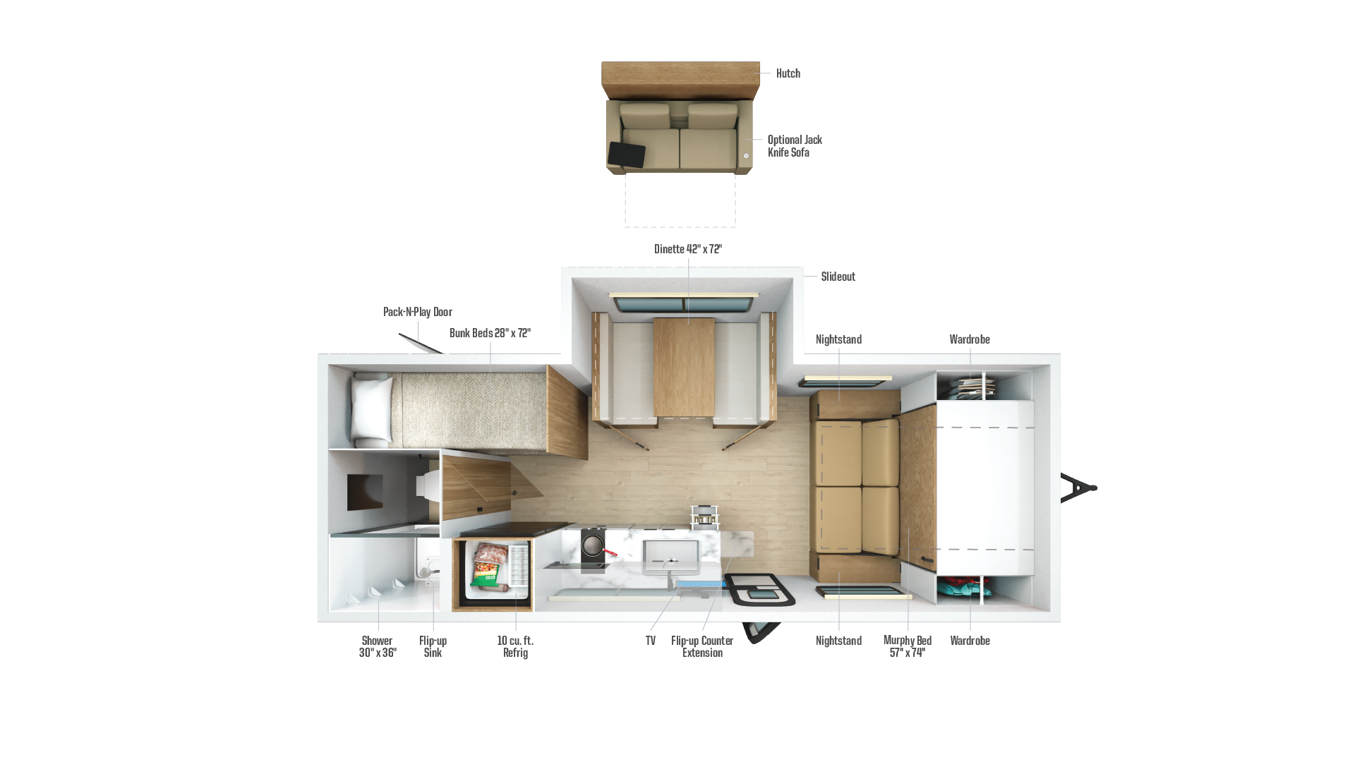 Floorplan diagram for 2026 Winnebago Micro Minnie 2200mbh