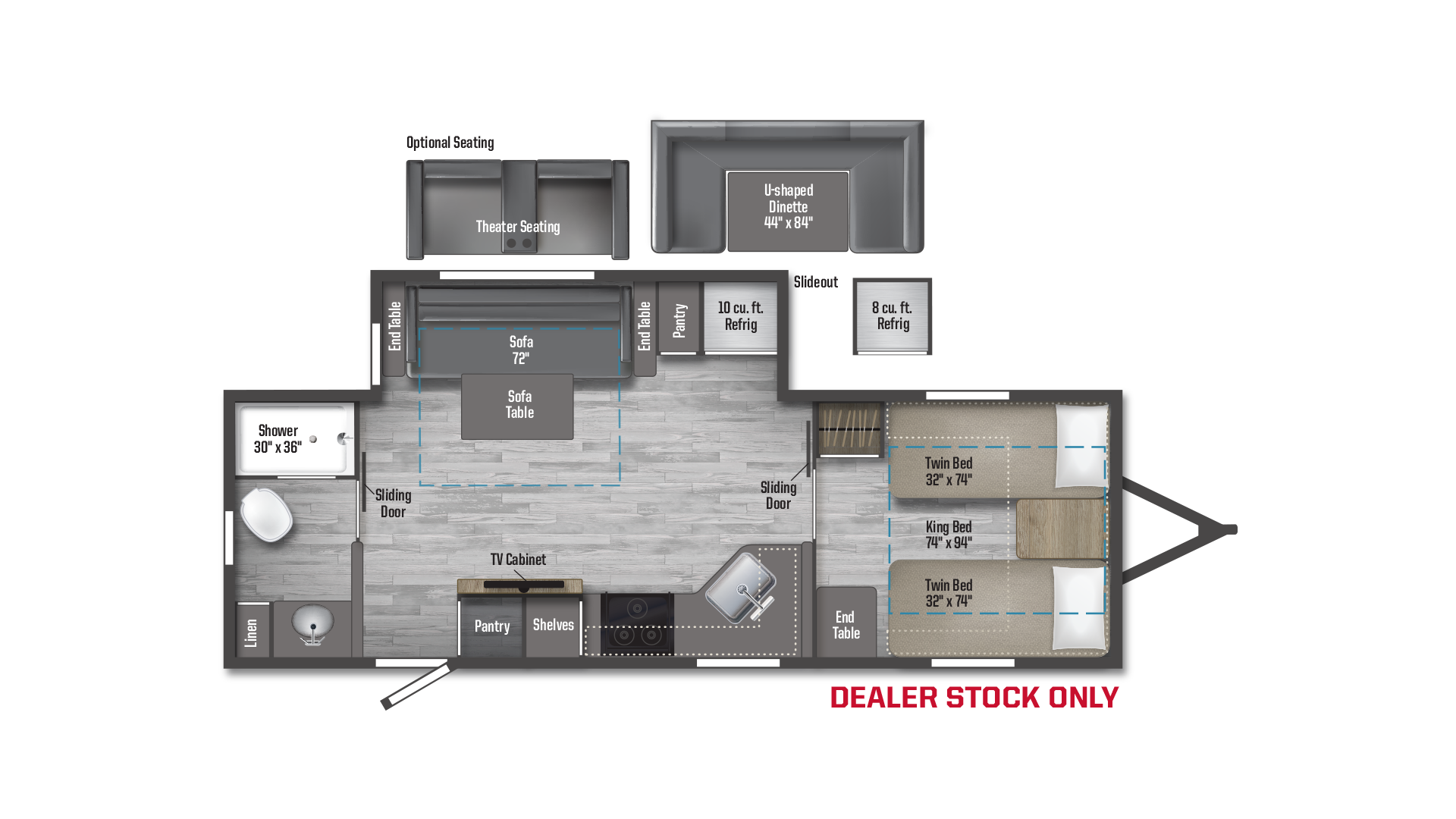 Floorplan diagram for 2025 Winnebago Minnie 2327tb