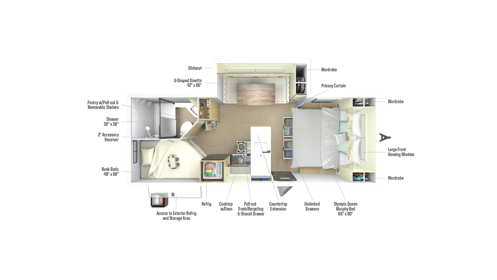 Floorplan diagram for 2026 Winnebago Thrive 22mbh