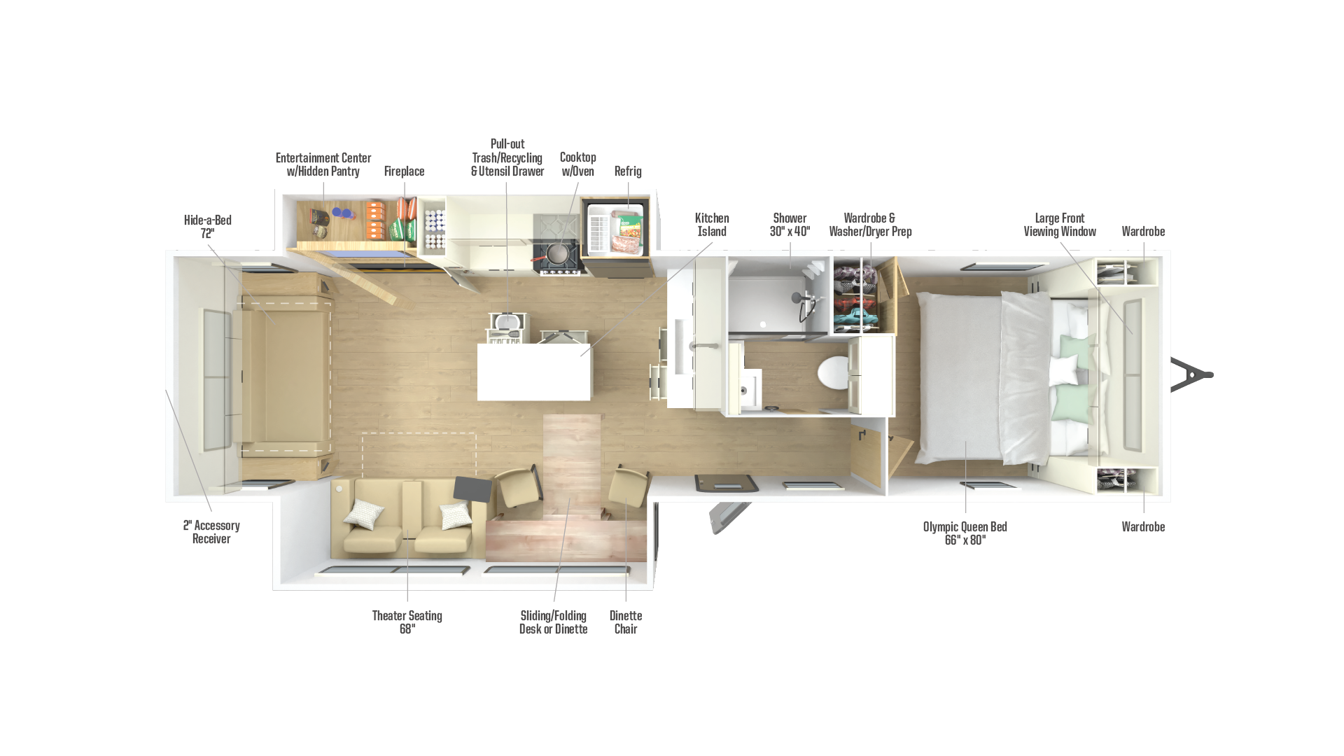 Floorplan diagram for 2026 Winnebago Thrive 29rlo